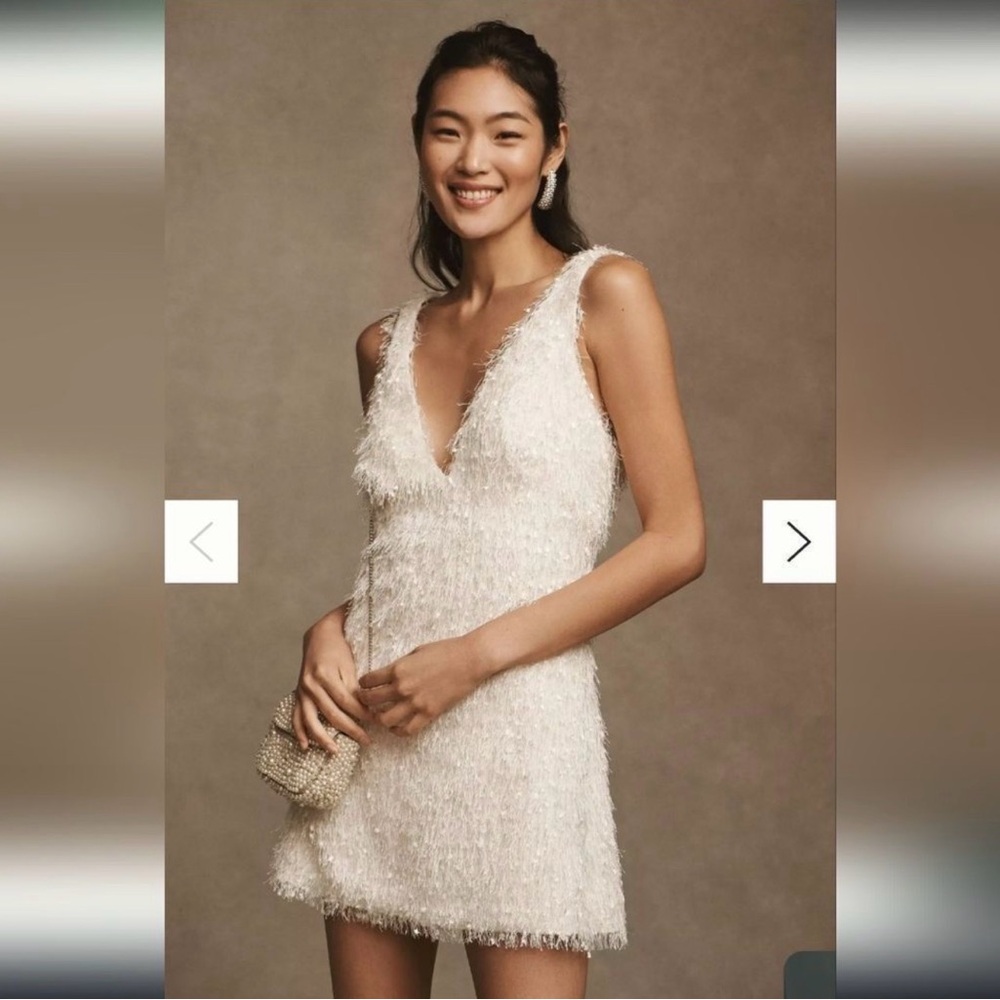 Tadashi Shoji Nwt Gia Shag Sleeveless V-Neck Mini Dress